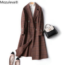 Mozuleva 2022  Double-Sided Cashmere Coat Female 2022 Autumn  High-End Plaid Long Temperament Woolen Coat  Woo Woman Jacket 2024 - buy cheap