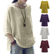 Female Tops Summer Solid Color Round Neck Elbow Sleeve Loose T-Shirt Blouse for Women 2024 - buy cheap