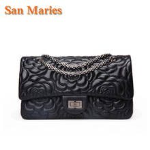 San Maries Women Sheepskin Handbag Fashion Chain Shoulder Messenger Bag Famous Classic Purses Brand Designer Flowers Bag 2024 - buy cheap