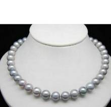 Free Shipping  Round AA+ 9-10MM South Sea Genuine Gray Pearl Necklace 18inch 14K/20 Gold Clasp 2024 - buy cheap