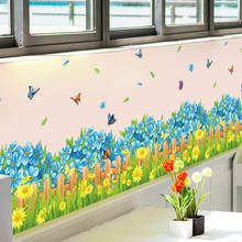 Spring Flowers Butterfly Fence Skirting Border Decoration Decals PVC Waterproof Removable Vinyl Mural Wall Stickers Home Decor 2024 - buy cheap
