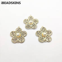 New arrival! 37x35mm Rhinestone Flower shape charm/Connectors for Necklace,Earrings parts, Accessories,hand Made Jewelry DIY 2024 - buy cheap