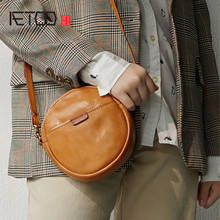 AETOO-mini bolso de hombro hecho a mano para mujer, bandolera de cuero para mujer, pequeño bolso redondo retro 2024 - compra barato