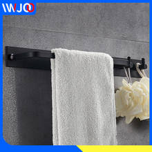 Toalheiro do banheiro suporte de toalha barra de toalha preta alumínio escovado fixado na parede do banheiro suporte de toalha com gancho de armazenamento gancho 2024 - compre barato