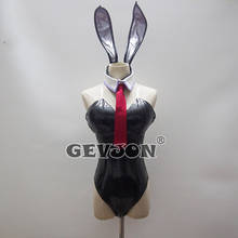 Disfraz de Anime Steins;Gate Makise Kurisu para mujer, disfraz de Lolita, uniforme de conejito para chica, conjunto de leotardo de PU para Halloween y Carniva 2024 - compra barato