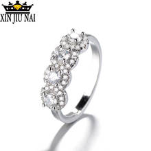 Anillo de boda de cristal de flor clásica concisa de plata de alta calidad, anillo de cristal de Color plateado, venta al por mayor, tamaño 4-12 2024 - compra barato