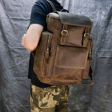 2020 Genuine leather backpack men big capacity fit 15.6 inch laptop travel backpack Cowhide School Bag Travel Rucksack Male Bag 2024 - buy cheap