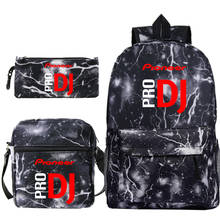 3 pçs pioneer pro dj mochila de lona das mulheres dos homens adolescentes meninos meninas sacos de escola viagem mochila 2024 - compre barato