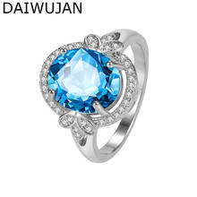 DAIWUJAN Hot Blue Crystal Zircon Rings For Women 925 Sterling Silver Butterfly Sapphire Finger Ring Wedding Engagement Jewelry 2024 - buy cheap