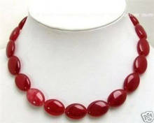 Nuevo collar de piedras preciosas de 13x18mm, rubí rojo, ovalado plano, 18" 2024 - compra barato
