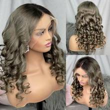 Brazilian Remy 180% Grey Human Hair Wig Loose Body Wave Lace Front Human Hair Wigs For Women Pre plucked 1b Grey Lace Front Wig 2024 - buy cheap