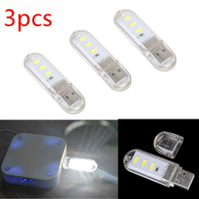 3pcs Mini Portable USB LED Book Light 3LEDs For PC Laptops Computer Notebook Power Bank Camping Lamp Reading Bulb Pure white 2024 - buy cheap