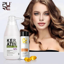 PURC-queratina de Brasil para alisar el cabello, 12% ml + champú purificador, Set de 300ml, repara profundamente el cabello rizado dañado, productos para alisar el cabello 2024 - compra barato