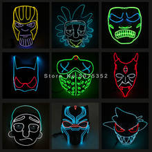 Cosplay Mask Supplies Cosplay  EL Mask Super Hero Black Panther Led Mask For Masque Christmas Halloween 2024 - buy cheap