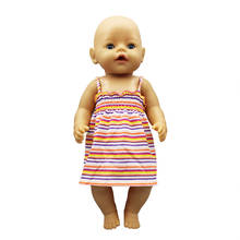 Платье в цветную сетку, Одежда для кукол, 17 дюймов, 43 см, одежда для кукол, костюм для малышей, подарок на день рождения 2024 - купить недорого