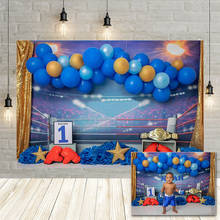 Avezano Boy 1st Birthday Photography Background Boxing Ring Blue Balloon Baby Shower Portrait Sport Backdrop for Photo Studio 2024 - buy cheap