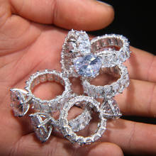 Anel de luxo com simulação de diamante, para mulheres, prata esterlina 925, jóias de casamento e noivado 2024 - compre barato