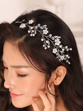 Faixa de cabeça prateada pérola transparente feminina, para cabelo, joias artesanais, acessórios para casamento 2024 - compre barato