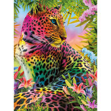 Pintura de diamante 3D DIY, mosaico de diamantes de leopardo 5d, bordado de diamantes redondos y cuadrados, Animal colorido, arte de pared de punto de cruz 3d 2024 - compra barato