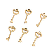 10pcs Stainless Steel Gold Plated Heart Charm Key Lock Heart Pendants For DIY Love Jewelry Necklaces Bracelets Making Findings 2024 - buy cheap