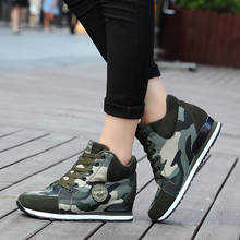 Casual Platform Wedges Shoes for Women Height Increasing 6CM Camouflage Canvas Shoes Woman High Top Lace Up Sneakers Big Size 42 2024 - buy cheap