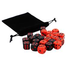 24 Pcs/set 16mm Dice Round Corner Point Dice Games Cube Party Board Game Black Red With Velvet Bag Funny Toy 2024 - buy cheap