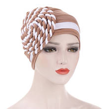 Fashion Muslim Braided Cotton Indian Hat Women Elastic Turban  Islamic Chemo Cap Ladies Stretch Head Wrap Head Scarf 2024 - buy cheap