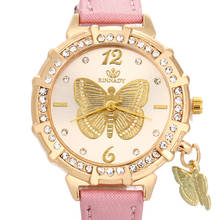 Luxury Rhinestone Butterfly Watches Women Pendant Watches Leather Band Quartz Wristwatches Casual Ladies Watches Reloj Mujer 2024 - buy cheap