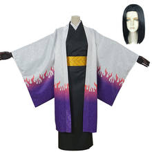Fantasia feminina kimono demon slayer, uniforme kimetsu no yaiba ubuyashiki kagaya haori yukata 2024 - compre barato
