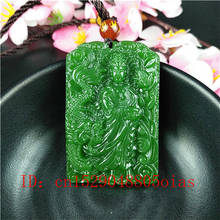 Pingente verde natural de jade dragon guanyin, colar com pingente de acessórios de moda, joias de amuleto esculpidas para presentes para mulheres 2024 - compre barato