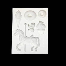 Merry-go-round Ice-cream Silicone Mold Fondant Cake Decorating Tools Sugarcraft Candy Clay Cupcake Chocolate Baking Mold 2024 - buy cheap