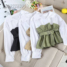 Blusa holgada Coreana de manga larga para mujer, blusa falsa de dos piezas, novedad de 2020 2024 - compra barato