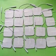 50pcs/lot Tens Machine replacement Electrode Pads with cable for full body massager pulse therapy machine pad 5*5cm Freeshipping 2024 - buy cheap