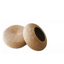 Beach House Woven Wicker Seagrass Low Table Footstool or Ottoman Furniture Piece Round Cushioned Top Stool 2024 - buy cheap