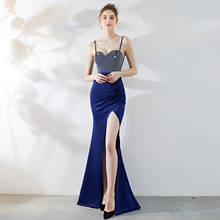 Vestido de festa feminino nobre, longo, sem alças, elegante, com alça espaguete 2024 - compre barato