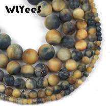 WLYeeS матовый золотой синий тигровый глаз натуральный камень 15 ''нить 4 6 8 10 12 мм круглые разделительные бусины для самостоятельного изготовления ювелирных браслетов 2024 - купить недорого
