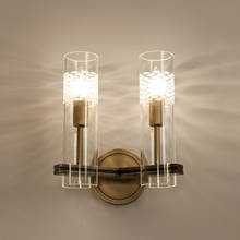 Jmzm-Lámpara de pared de cobre moderna, luz de vidrio transparente para sala de estar, dormitorio, iluminación montada en la pared, pasillo, Villa, decorativa 2024 - compra barato