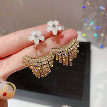 New Contracted Fashion Crystal Temperament Dangle Earrings Elegant Sweet Lovely Flowers Modelling Women Earrings 2024 - buy cheap