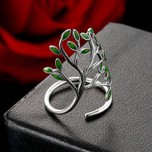 Vintage Bohemia Ethnic Silver Color Enamel Tree Shaped Wedding Ring Green Leaves Adjustable Rings for Women Boho Jewelry 2024 - buy cheap