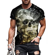 Summer T-shirt For Men Casual Tops Short Sleeve Tee Dark Gothic Retro Clothes Streetwear Skull Print Men Tshirts Plus Size S-5XL 2024 - buy cheap