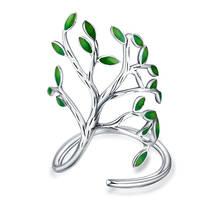 MOONROCY Silver Color Open Rings Green Leaves Jewelry Vintage Hyperbole Party Ring for Women Gift Dropshipping Wholesale 2024 - buy cheap