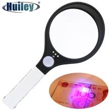 Handheld LED UV Reading Magnifier Racket 138mm Illuminated Optical Magnifying Glass Large Diameter Big Size 2024 - buy cheap