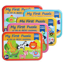 Rompecabezas de madera con dibujos de animales para niños, juguetes para bebés, Tangram, juegos de clasificación de inteligencia para Aprendizaje Temprano 2024 - compra barato