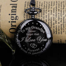 Relógio de bolso i you love you steampunk personalizado "para meu avó", relógio de quartzo de bolso em corrente relógio quartz estrutural com presente de aniversário para avó 2024 - compre barato