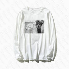 Милая женская футболка из альпаки Harajuku Kawaii Готический Tumblr эстетический панк Винтажный Длинный Рукав размера плюс хлопковая одежда уличная одежда 2024 - купить недорого