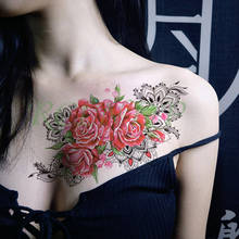 Waterproof Temporary Tattoo Sticker big red rose flower leaf datura Fake Tatto Flash Tatoo large size tattoos for Girl Women Men 2024 - buy cheap