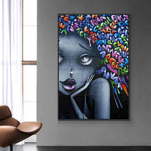 Canvas Painting Graffiti Wall Art Beautiful Girl and Prints Wall Pictures for Living Room Decoration Home Decor 2024 - buy cheap