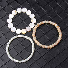 Pulseira masculina com contas de concha irregular, bracelete para homens e mulheres feito à mão, branco natural de água doce 2024 - compre barato