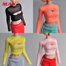 1/6 soldier model accessories clothing coat open chest chest t-shirt short section tops 12 inch women soldiers are available 2024 - buy cheap