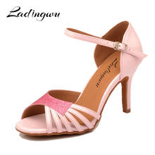 Ladingwu-zapatos de baile latino para mujer, sandalias de salón con purpurina Rosa + PU para bailar Salsa 2024 - compra barato